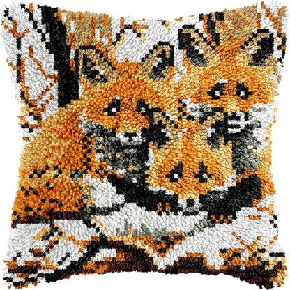 Knot Pillow Package Cartoon Animals Latch Hook Kit Cushion Pillowcase Kussen Set For Needlework Dog Raccoon Latch Hook Kits DIY