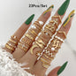 23pcs Fashion Knuckle Rings Set for Women Crystal Star Moon Eye Wave