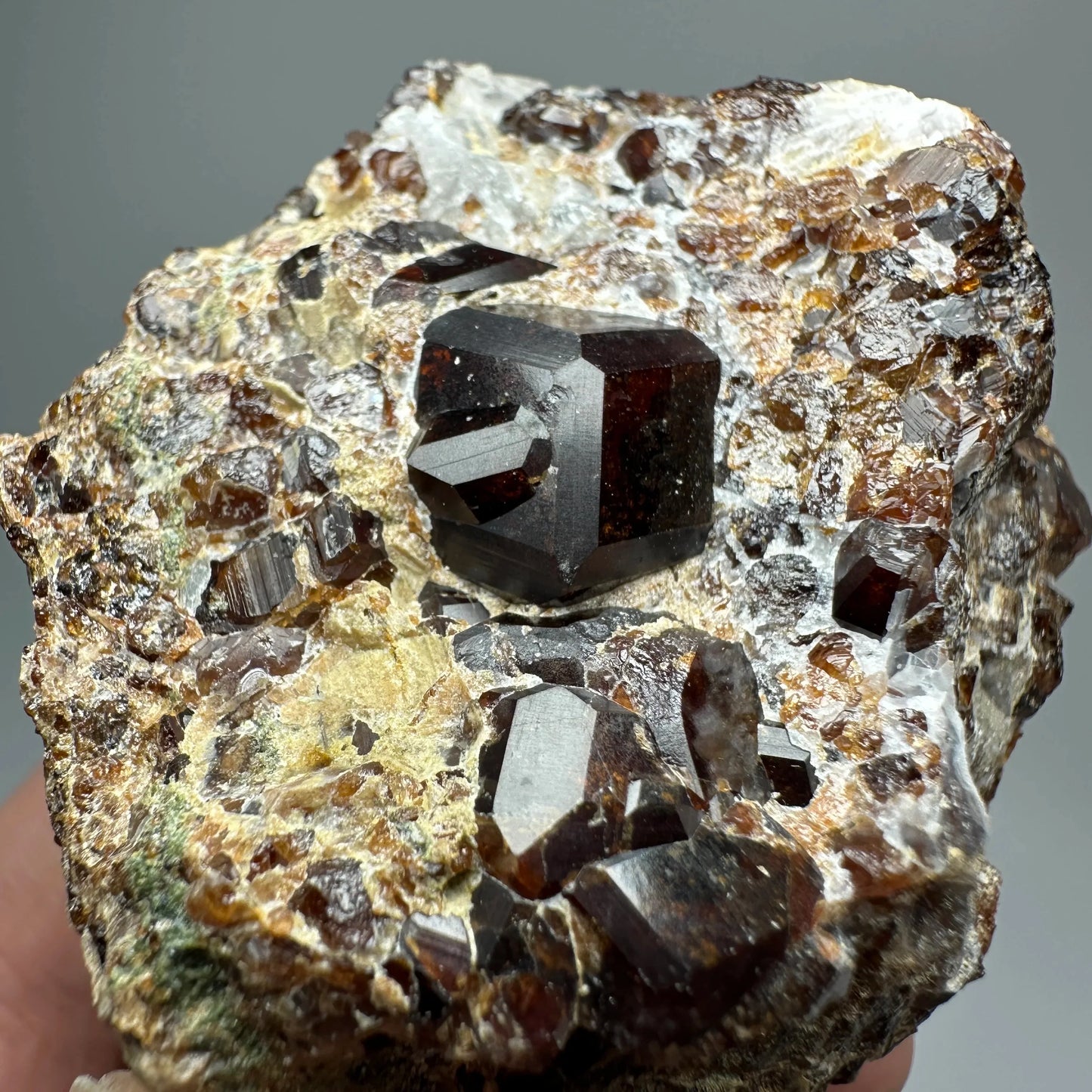 Natural Dark Brown Andradite Garnet Cluster Raw Crystal Mineral Specimen Calcite Matrix Healing Stone Home Decoration
