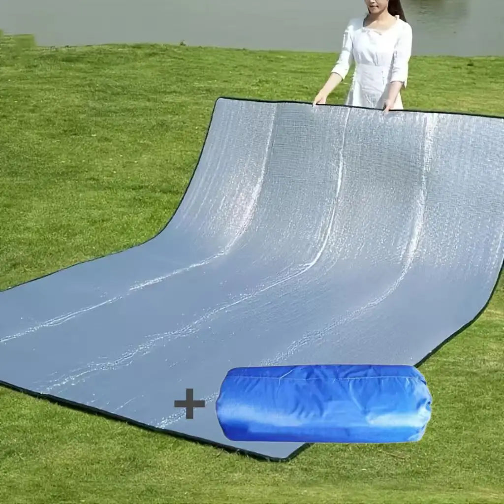 Camping Mat Waterproof Large Foldable Silver Blue Four Season Moisture