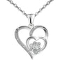Huitan Sweet Paw Print Shaped Women Pendant Necklace Double Heart Elegant Accessories Inlaid Shiny CZ for Wedding Daily Jewelry