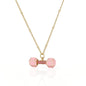 Small Dumbbell Pink Zirconia Charm Pendant Necklace Delicate Sweet Women's Jewelry Necklace, Enameled Gold-Plated Brass Jewelry