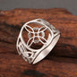 LIKGREAT Witch Knot Ring for Women Men Hollow Stainless Steel Finger Rings Celtic Vintage Amulet Protection Couple Jewelry Gifts