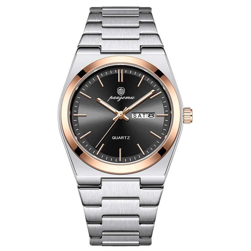 PAAZOMU Luxury Sport Quartz Man Wristwatch Waterproof Luminous Date Week Men Watches Stainless Steel Men's Watch Male Reloj+box