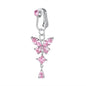 Clip On Belly Button Ring Butterfly Copper Zircon Pink Fake Belly Piercing Umbilical Navel Body Jewelry Trendy Fashion Style