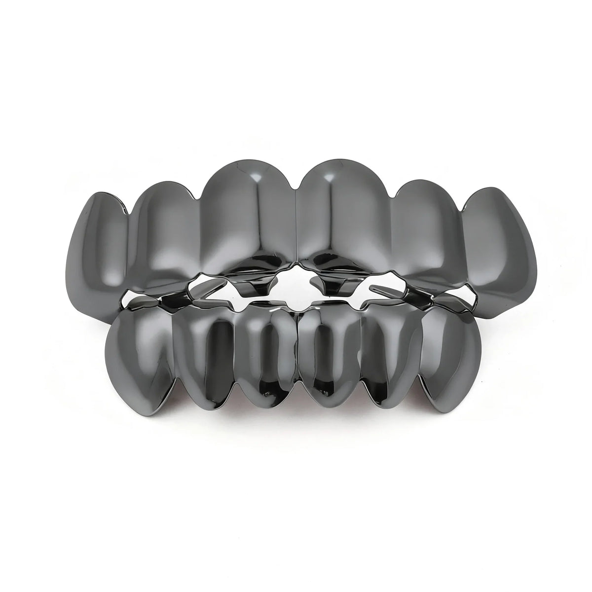 YOUNGX Top Bottom Smooth Black Color Teeth Grillz Braces Hip Hop Glossy Tooth Caps For Women Men Jewelry Wearable Dental Grills