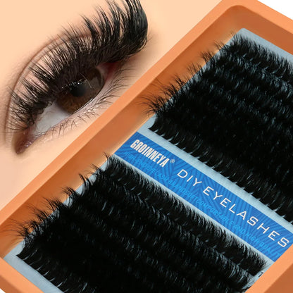 GROINNEYA Fluffy Thick DIY Eyelashes Cluster D/DD Curl Wispy Individual lashes Mix Eyelash Extensions False Eyelashes Extension