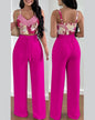 Women's Two Piece Sets Fashion Print Halter V-Neck Short Tank Suit Tops Long Pants Matching Set Summer Casual Female Slim Pants