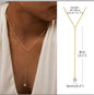 Stainless Steel Lariat Necklace Gold Plated, Dainty Long Necklace Laryered Necklaces For Women Girls, Y Shape Drop Pendant