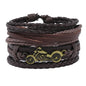 Modyle Multi-layer Gothic Leather Bracelet Set Punk Viantage Wings Charms Handwoven Bracelets for Men Jewelry Gifts