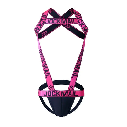 Men's Jockstrap Underwear Bodysuit Suspender Jumpsuits Sexy Lingerie Men Harness Hollow Out Bondage Elastic Hole Erotic Costume