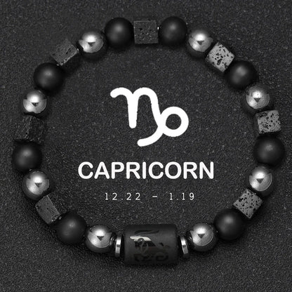 12 Zodiac Bracelets Natural Stone Cancer Virgo Leo Libra Bracelet Couples Friendship Gifts Bracelets Jewelry pulsera hombre