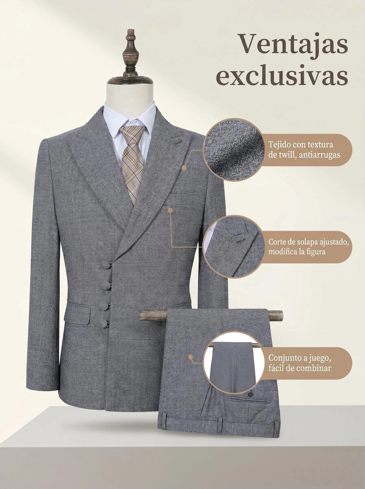 ST Cassy Elegant Men Suit for Wedding Slim Fit Double Breasted Multiple Buttons Casual Business Man 2 Piece Set Party Outfit