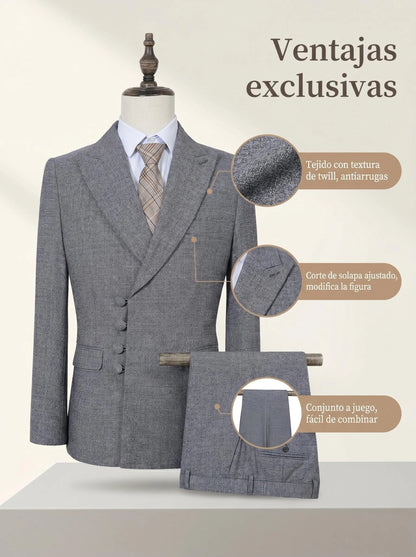 ST Cassy Elegant Men Suit for Wedding Slim Fit Double Breasted Multiple Buttons Casual Business Man 2 Piece Set Party Outfit
