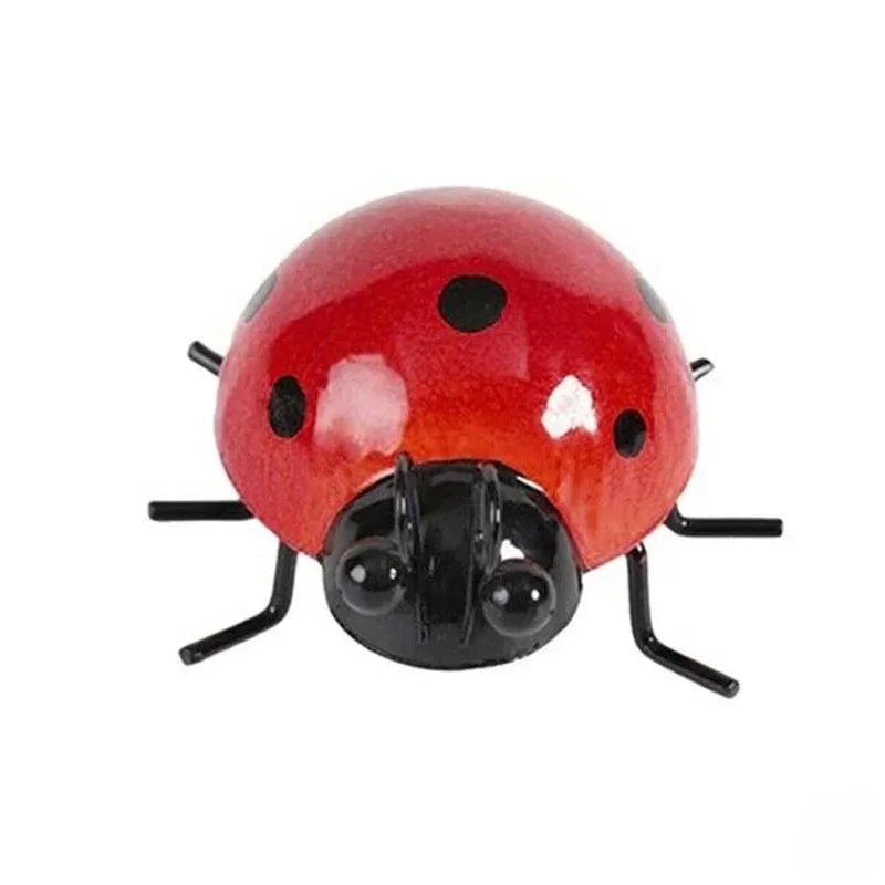 New Arrivals Set of 4 Metal Garden Wall Art Decorative Cute Ladybugs Outdoor Wall Sculptures Metal Ladybug Garden Decorations