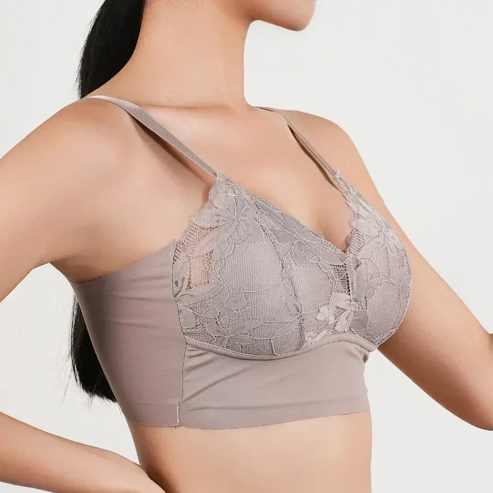 Hot Full Cup Thin Underwear Small Bra Plus Size Wireless Adjustable Lace Women's Bra Breast Cover B C Cup Large Size Lace Bras