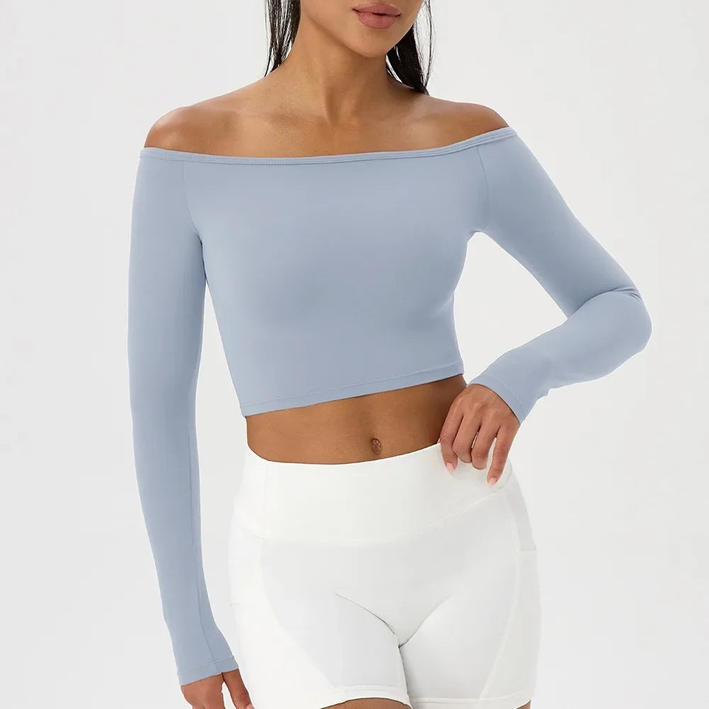Off Shoulder Long Sleeve Yoga Top