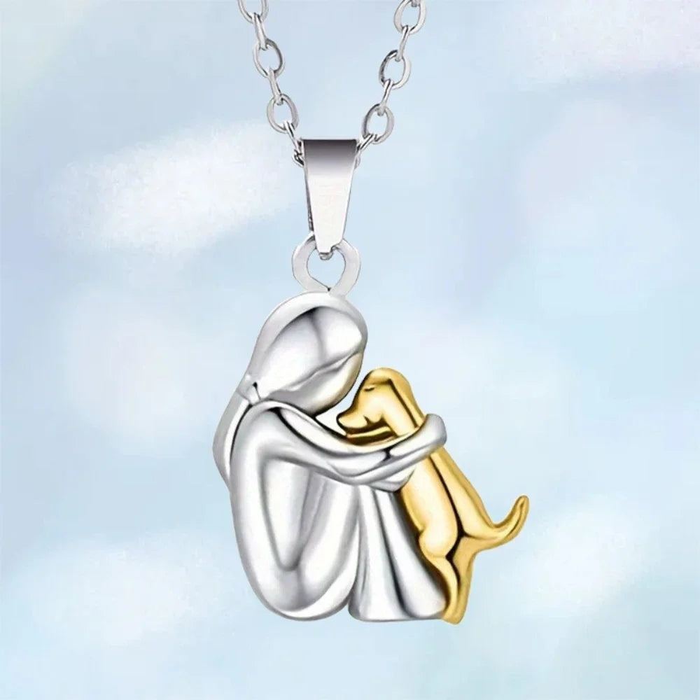 Cute Girl Puppy Pendants Necklaces Fashion Simple Personalized Alloy Women and Dog Necklace Animal Pet Jewelry Accessories Gifts