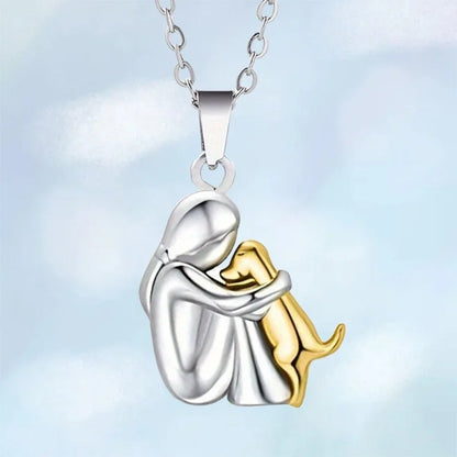Cute Girl Puppy Pendants Necklaces Fashion Simple Personalized Alloy Women and Dog Necklace Animal Pet Jewelry Accessories Gifts