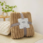 Coral Fleece Flannel Blanket 300GSM Ultra Soft Microfiber Plush Throw Blanket Warm Striped Cozy Blanket for Couch Bed Sofa