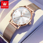 OLEVS 5653 Woman Watches Elegant Original Quartz Watch Waterproof Arabic Numerals Mesh Belt Date Ladies Watch Set Bracelet Watch