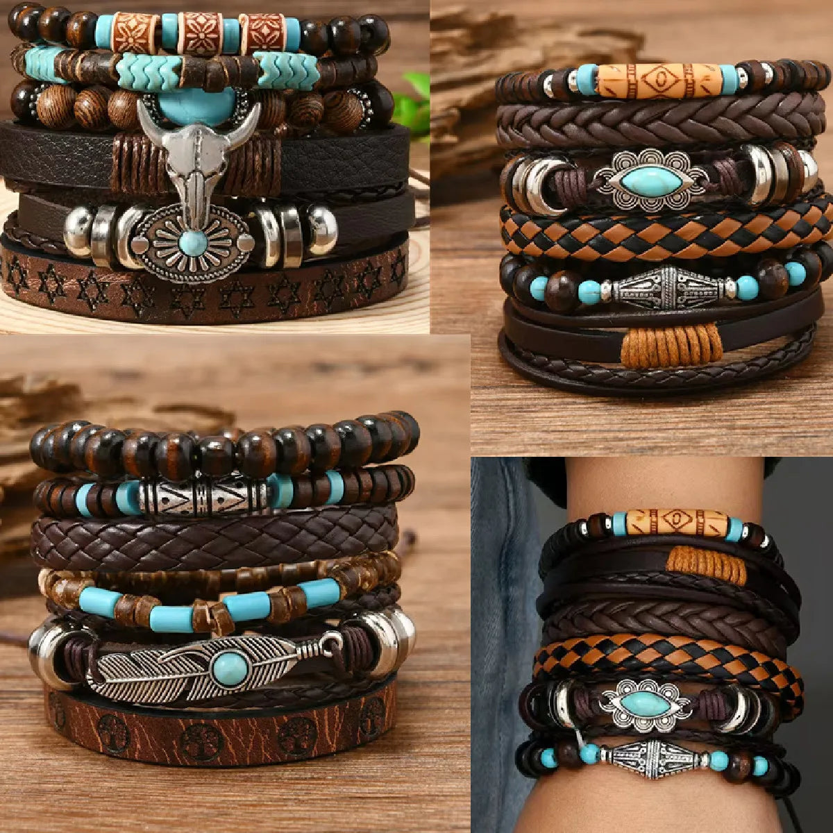 Vintage Casual 6 Pc/set Handmade Men Women Bracelets