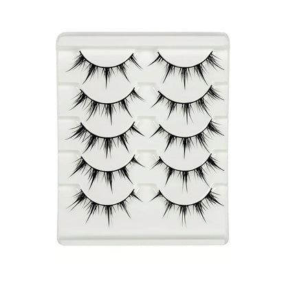 5 Pairs Manga Lashes Natural Look Wispy False Eyelashes Fluffy 3D Volume Spiky Anime Fake Eyelashes for Cosplay Daily Makeup
