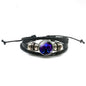 New Men 12 Constellation Black Braided Leather Bracelet Punk Style Zodiac Sign Multilayer Weave Wrap Bracelet For Birthday Gifts