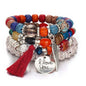 Bohemian Beads Charm Bracelets & Bangles for Women Fashion Love Feather Tassel Bracelet Multilayer Bracelet Femme 2024New