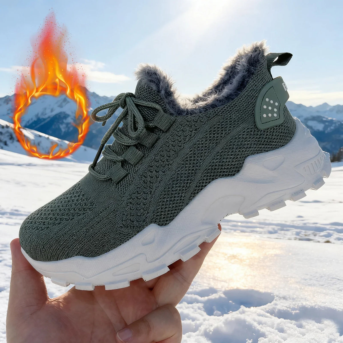 Women's Winter Warm Sports Shoes Non Slip Soles Suitable for Cold Weather Outdoor Walking Sports Shoes Ladies Sneakers