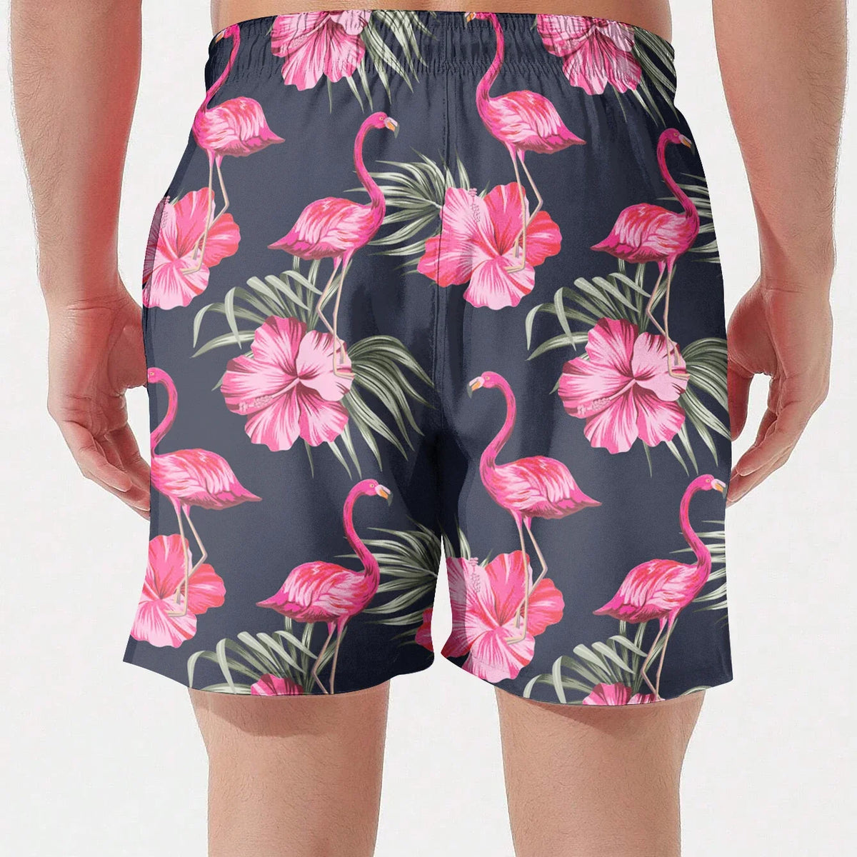 Men's Flamingo 3d Printed Beach Shorts Running Quick Dry Sportswear Casual Pocket Gym Bottoms Black Short Trousers Gift For Male