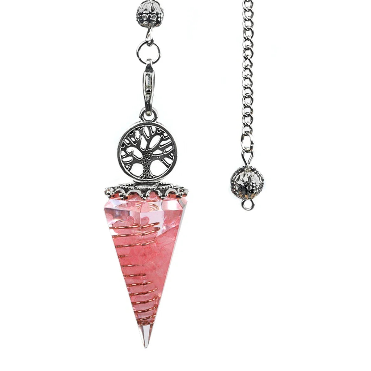 20x52mm Natural Stone Pendulum Necklaces Tree of Life Hexagonal Cone Crushed Stone Amethysts Chakra Pendant Jewelry Accessories