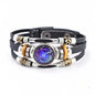 Twelve Constellations Luminous Leather Bracelet Retro Multi-layer Beaded Leather Bracelet Jewelry Gifts for Men Women Couples