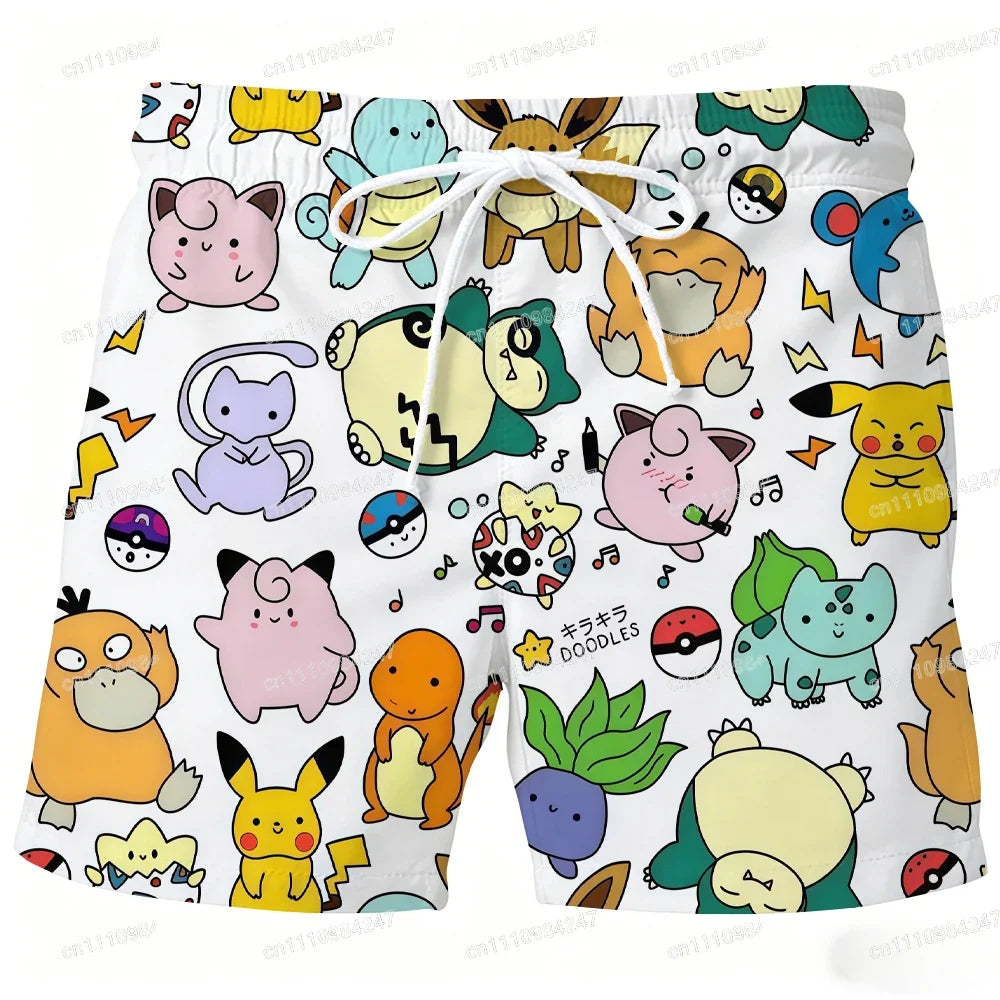 Summer Psyduck Beach Shorts Pokemon Cartoon Quick Dry Board Shorts