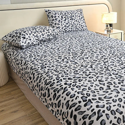 3pcs/set or 1pcs Leopard Print Fitted Sheet, Animal Pattern Bedding