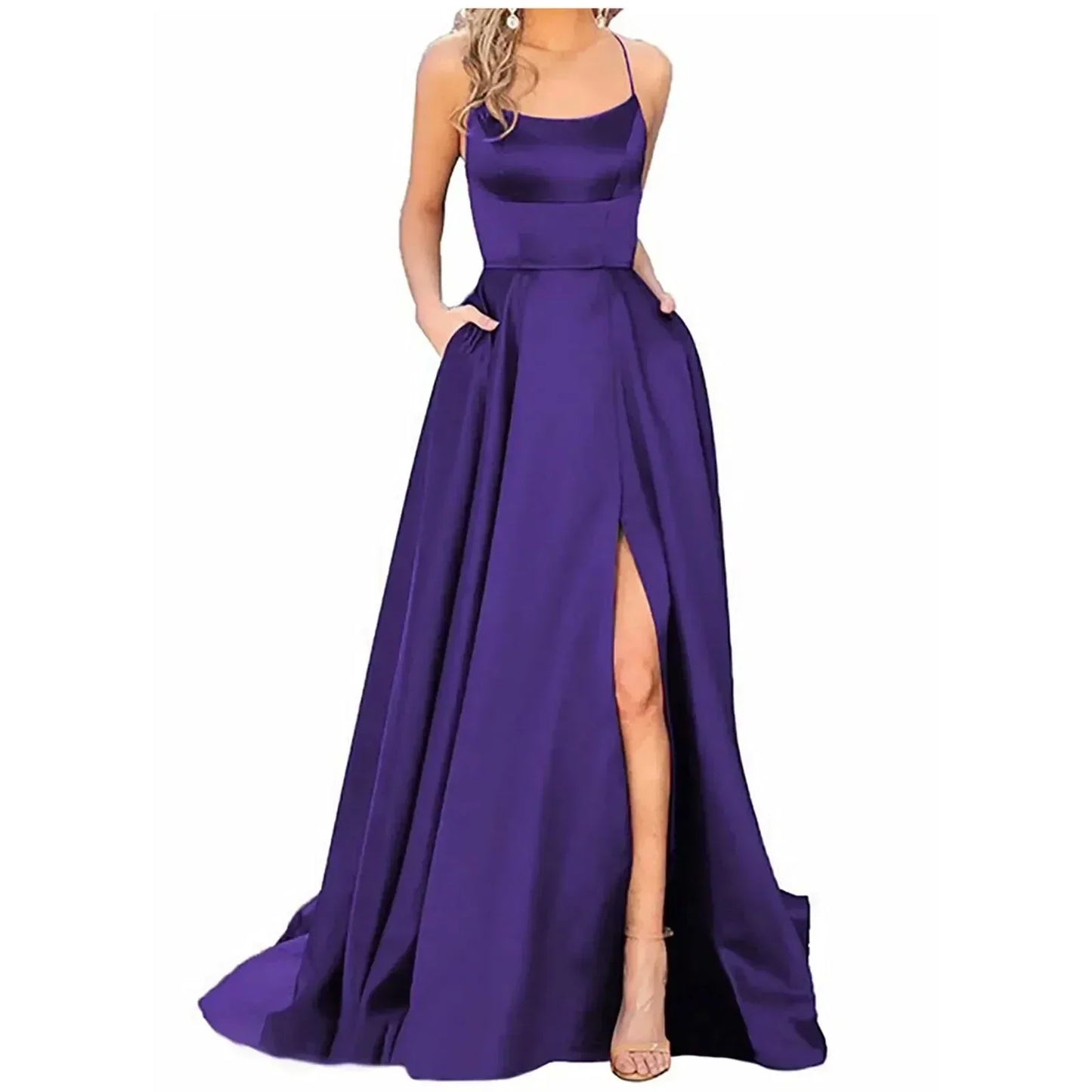 Navy Blue Bridesmaid Dress For Weddings Woman Guest 2024 Sexy Spaghetti Straps Split Prom Party Gowns Long Maid Of Dresses