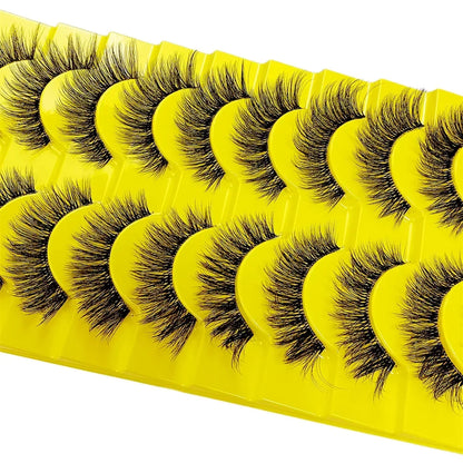 10 Pairs Eyelashes Clear Band Natural Wispy Fluffy Lashes Natural Look Russian Strip Lashes 3D Effect Cat Eye Lashes that