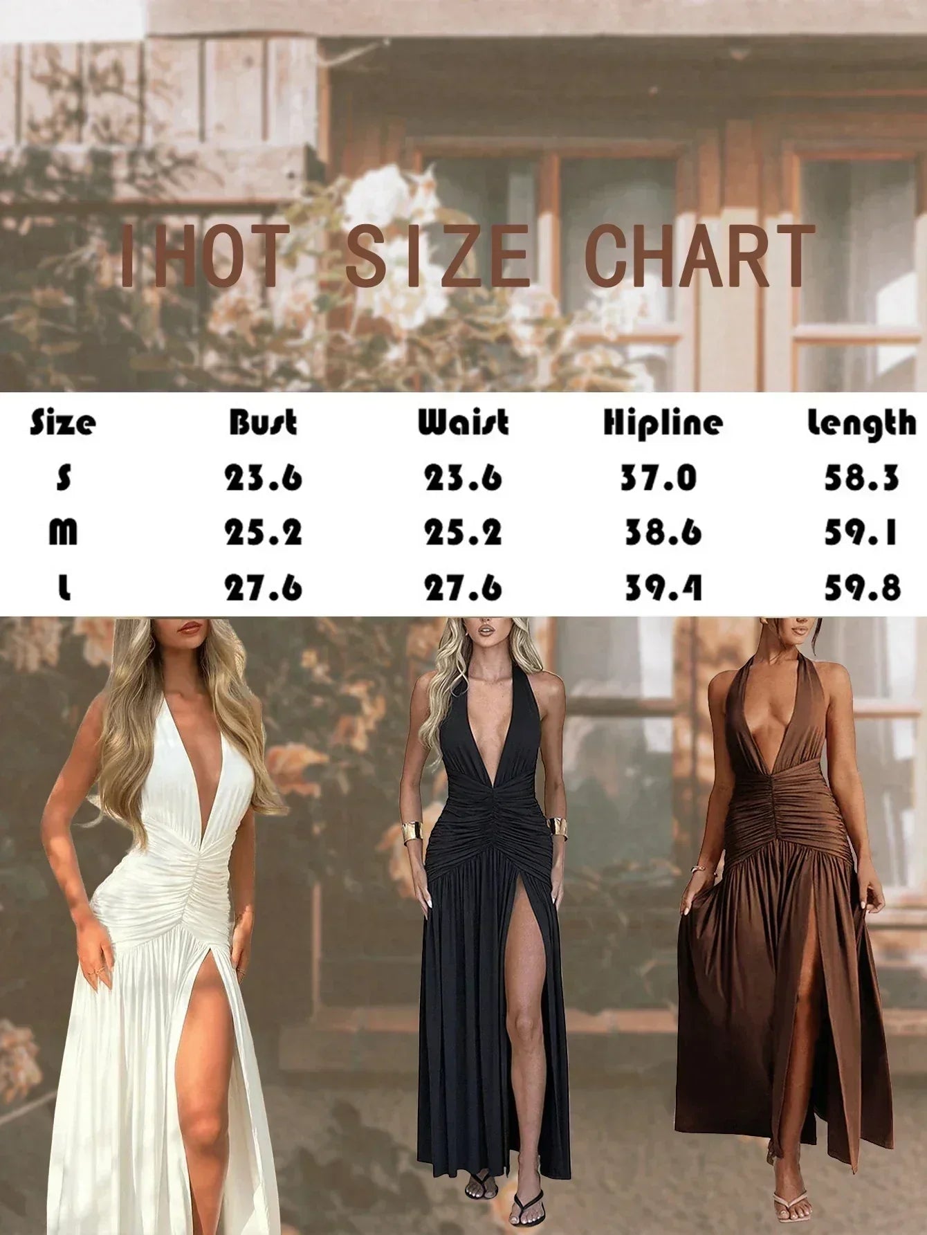 2025 Summer New Product Mature and Elegant Neck Hanging Deep V Chest Exposed Folded Waist High Split Design Backless Dress