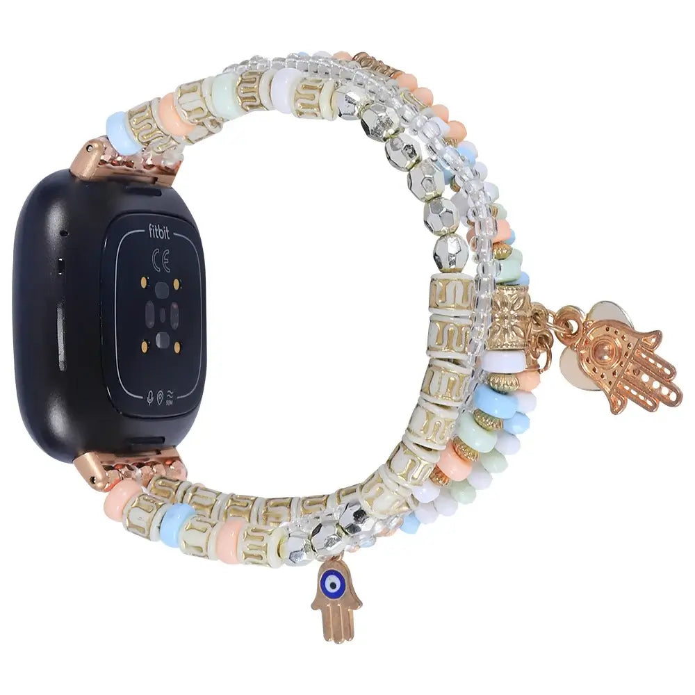 Fitbit Versa 4, Versa 3, Sense 2 & Sense Beaded Charm Bracelet Band