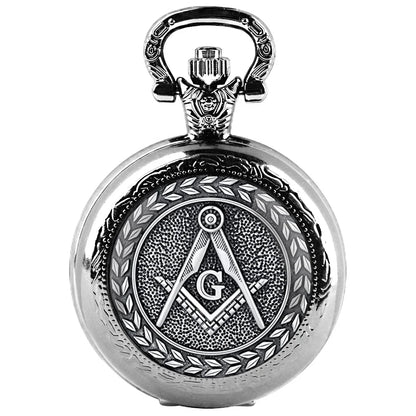 Free and Accepted Masons Glass Dome Pocket Watch with Chain Fashion Necklace Pendant Chain Jewelry Gifts Men Women Clock