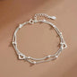 925 Sterling Silver Hollow Heart Bracelets for Women Girls Vintage