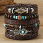 Feather Evil Eye Ethnic 5-6pc/set wood bead tree Charms bracelets Hamsa Hand Butterfly Bohemia Men Bracelets Women Jewelry