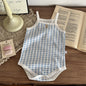 Newborn Baby Romper Sleeveless Plaid Baby Jumpsuit Summer