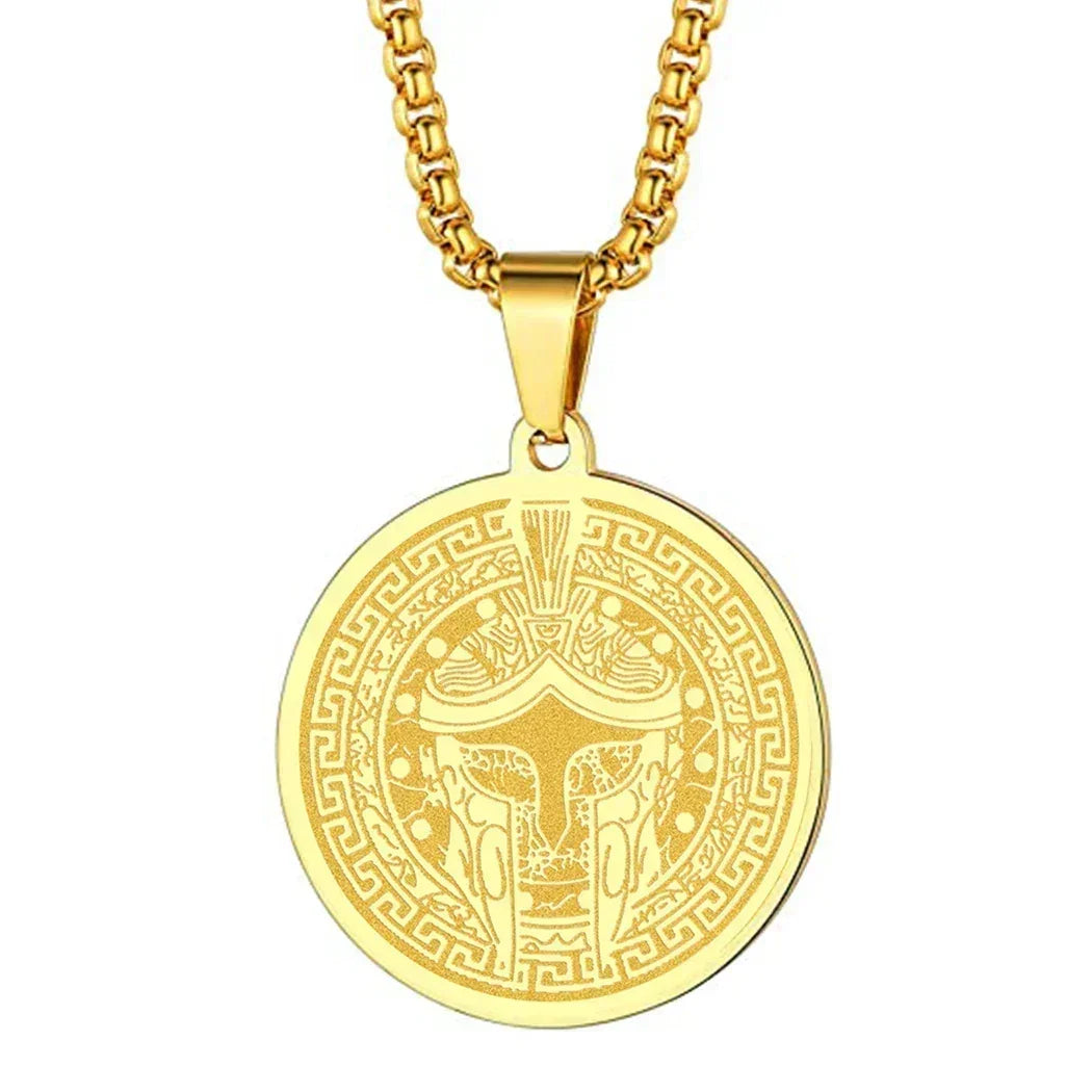 Mens Ancient Greek God Spartan Warrior Pendant Gladiator Necklace Women Mythology Spartan Helmet Charm Neck Chain Amulet Jewelry