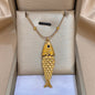 18K Gold Plated Stainless Steel Fish Pendant Necklace for Women