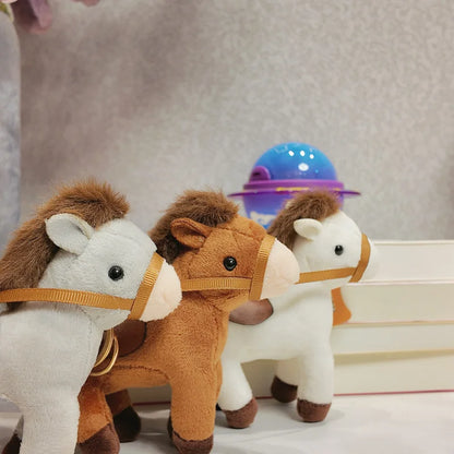 Cute Horse Mini Pendant Keychian Plush Toy Kawaii Lifelike Animal Simulation Stuffed Doll Bag Decor Friend Kid Birthday Gift