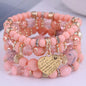 DIEZI Ethnic Bohemian Multicolor Crystal Beads Strand Bracelets Women Men Heart Tree Of Life Charm Bracelet Pulseira Feminina
