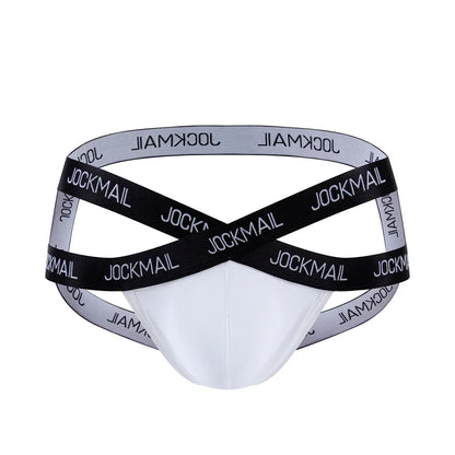 Men Jockstrap Briefs Panties V-shaped Low Waist Sexy Transparent Ice Silk Gay Underwear Sissy Thong Hip Lifting Straps Harness
