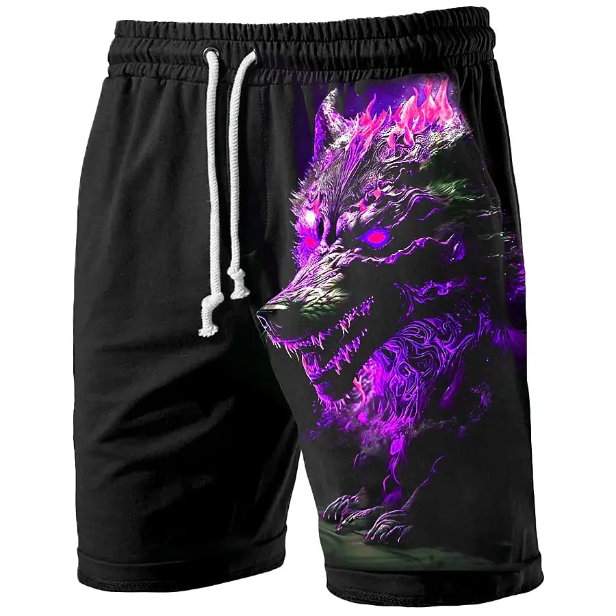 Men's Swim Trunks Retro 3D Beast Print Beach Shorts Quick Dry Outdoor Leisure Sports Shorts Swimwear Fashion Men's Shorts