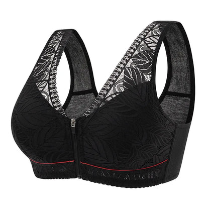 Breathable Lace Front-Zip Sports Bra S-6XL